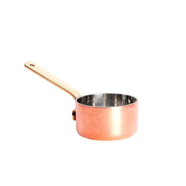Click for a bigger picture.Copper Saucepan Dual Body w/Brass Handle (