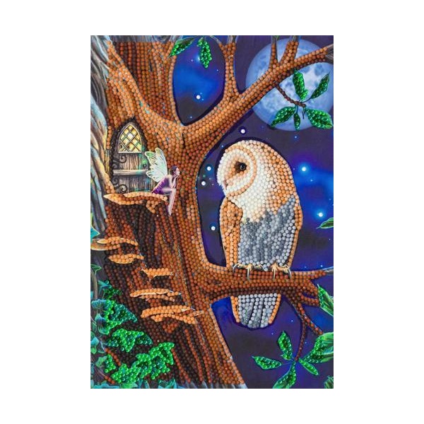 Click for a bigger picture.Crystal Art Owl and Fairy Tree Notebook CA