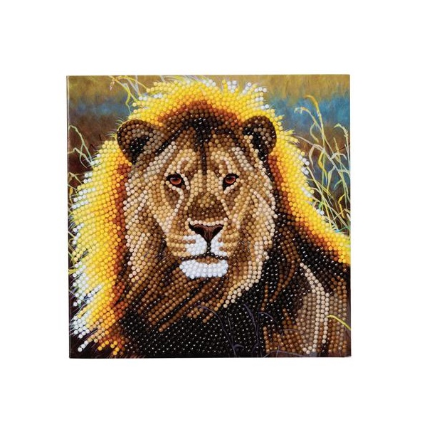 Click for a bigger picture.Crystal Art Resting Lion 18 x 18cm Card CC