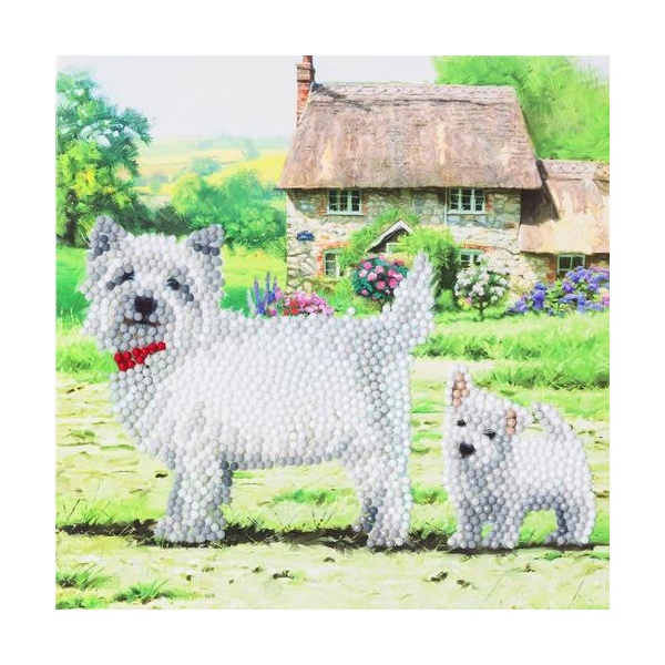 Click for a bigger picture.Crystal Art Westie 18 x 18cm Card CCK-A52