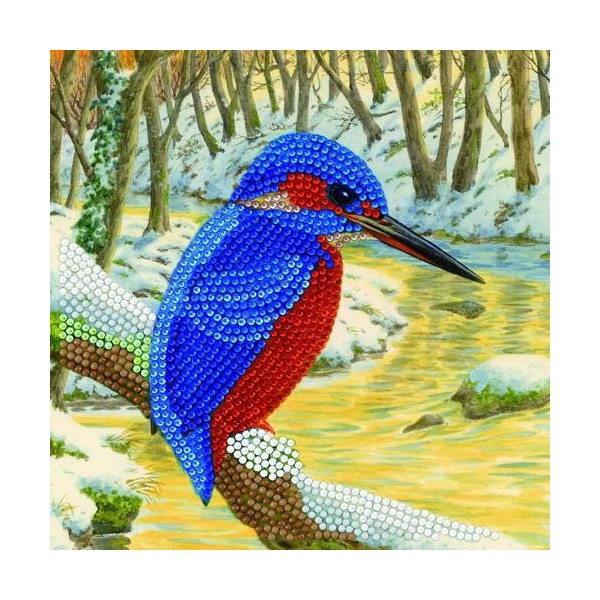 Click for a bigger picture.Crystal Art Kingfisher 18 x 18cm Card CCK-