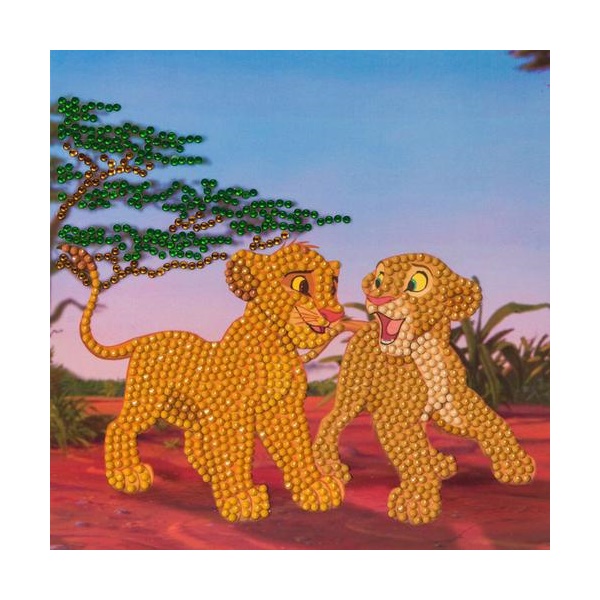 Click for a bigger picture.Crystal Art Simba and Nala 18 x 18cm Card