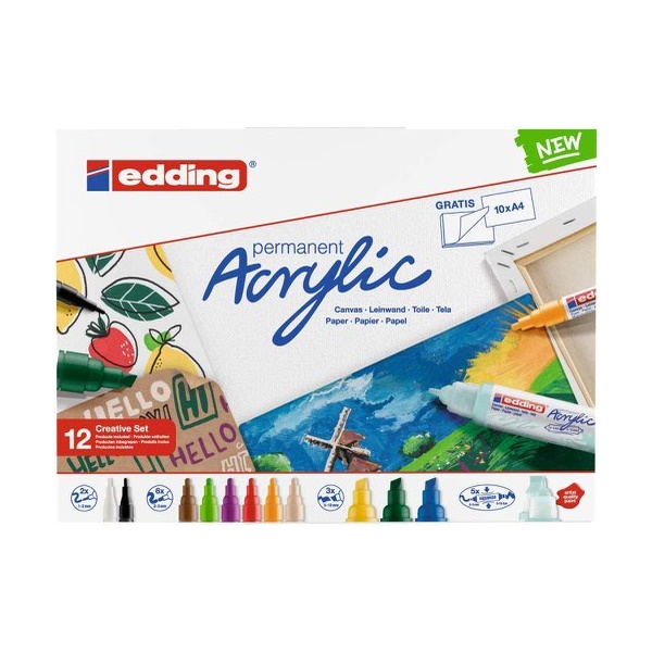 Click for a bigger picture.edding 12S Acrylic Marker Easy Starter Set