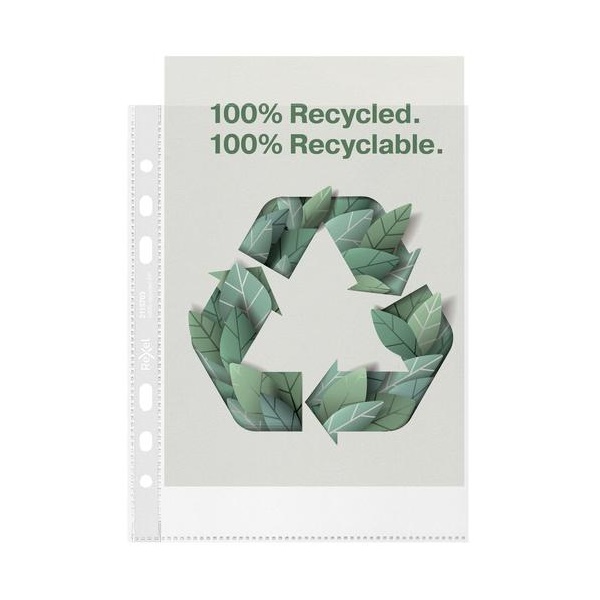 Click for a bigger picture.Rexel Multi Punched Recycled Pocket Polypr