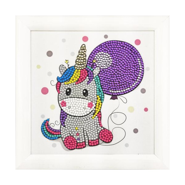 Click for a bigger picture.Crystal Art Unicorn Balloon 16 x 16cm Fram