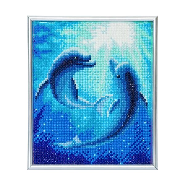 Click for a bigger picture.Crystal Art Dolphin Dance 21 x 25cm Pictur
