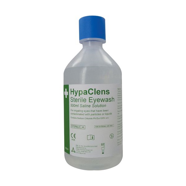 Click for a bigger picture.HypaClens Sterile Eyewash Bottle 500ml - E
