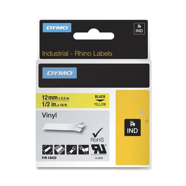 Click for a bigger picture.Dymo Rhino Industrial Vinyl Tape 12mmx5.5m