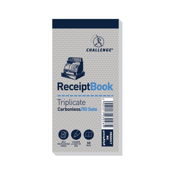 Click for a bigger picture.Challenge 140x70mm Triplicate Receipt Book