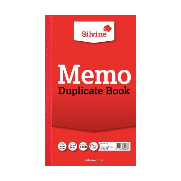 Click for a bigger picture.Silvine 210x127mm Duplicate Memo Book Carb