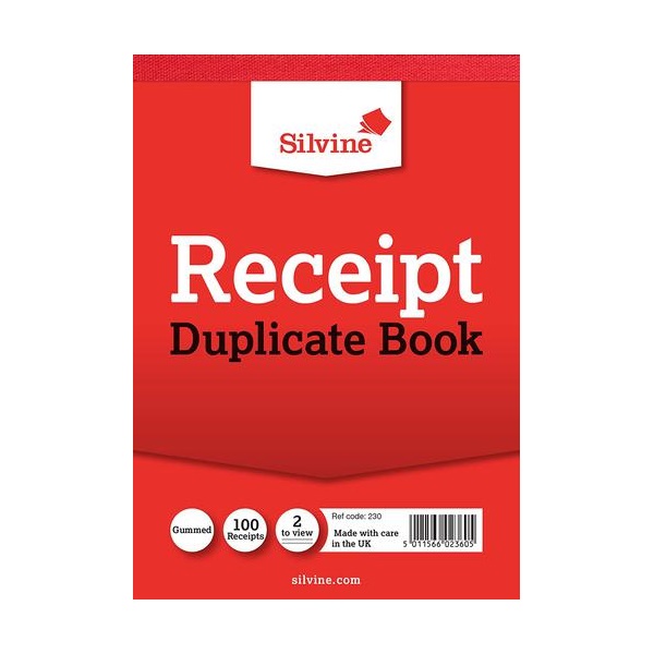 Click for a bigger picture.Silvine 105x148mm Duplicate Receipt Book C