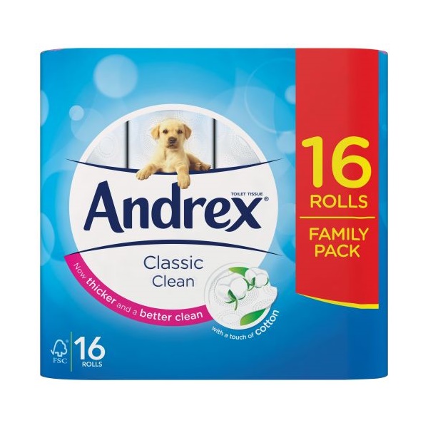 Click for a bigger picture.Andrex Gentle Clean Toilet Rolls White x16