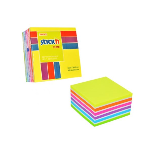 Click for a bigger picture.Stickn Sticky Notes Cube 76x76mm 400 Sheet