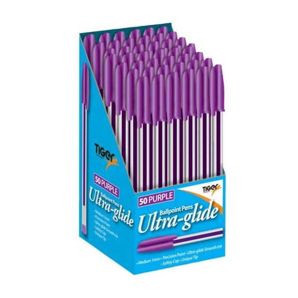 Click for a bigger picture.Tiger Ballpoint Pen Purple (Pack 50) - 301