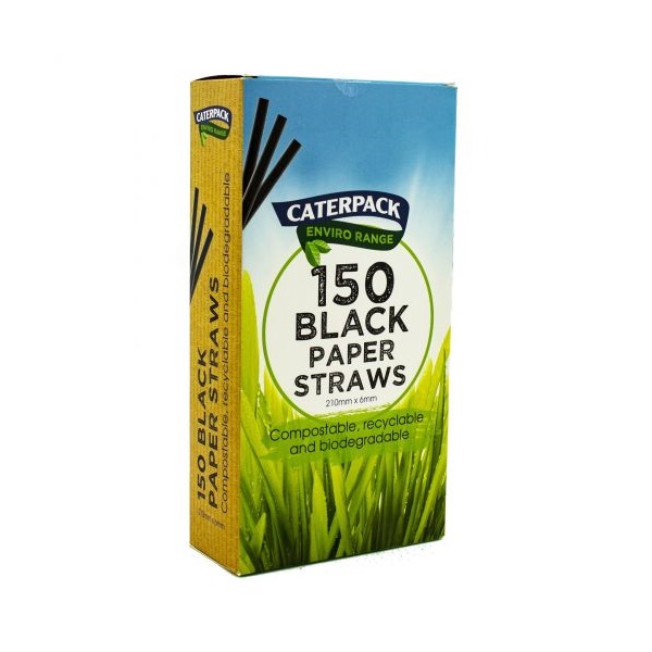 Click for a bigger picture.Caterpack Enviro Paper Straws Black (Pack