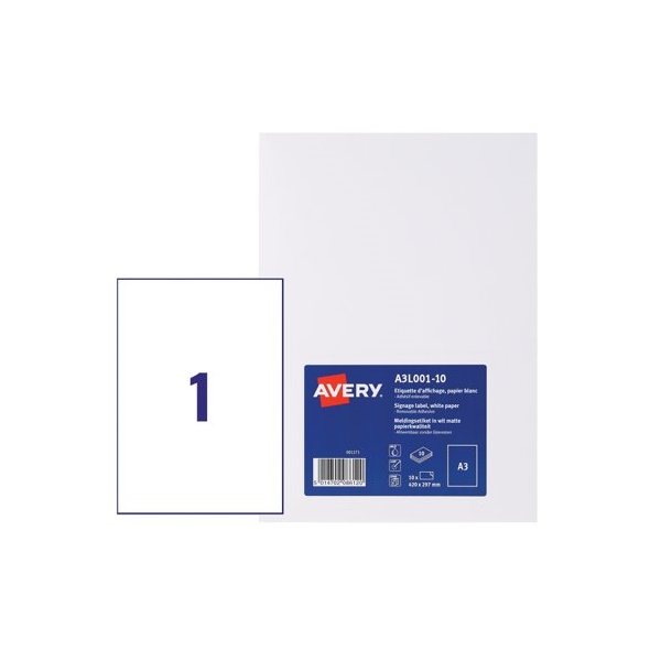 Click for a bigger picture.Avery Display Label A3 Removable Matt Whit