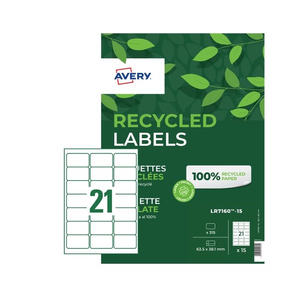 Click for a bigger picture.Avery Laser Recycled Address Label 63.5x38