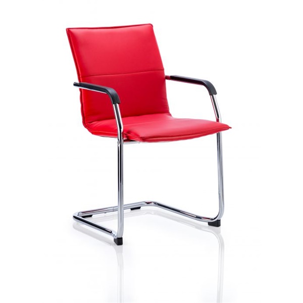 Click for a bigger picture.Echo Cantilever Chair Red Soft Bonded Leat