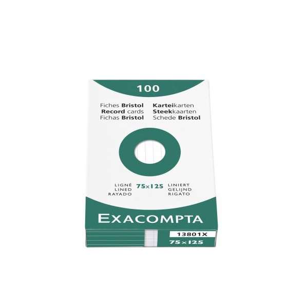 Click for a bigger picture.Exacompta Record Cards Ruled 125x75mm Whit