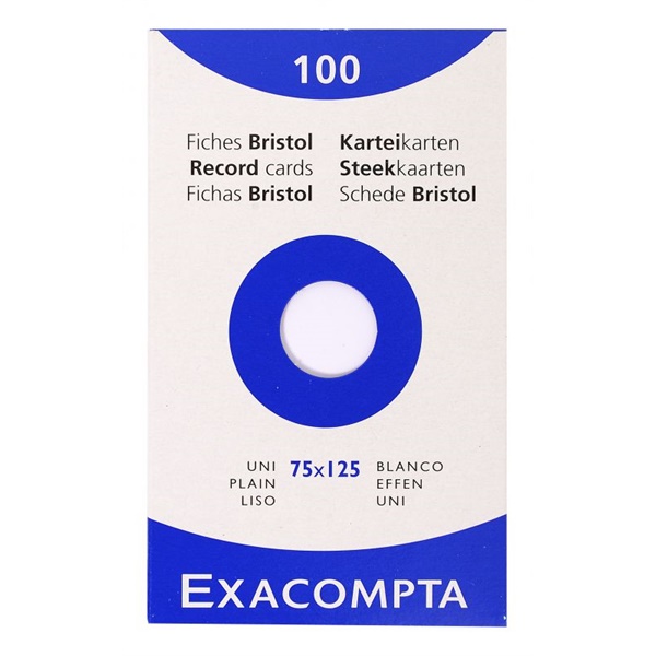 Click for a bigger picture.Exacompta Record Cards Plain 125x75mm Whit