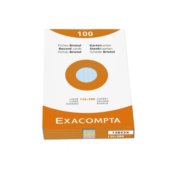 Click for a bigger picture.Exacompta Record Cards Ruled 200x125mm Ass