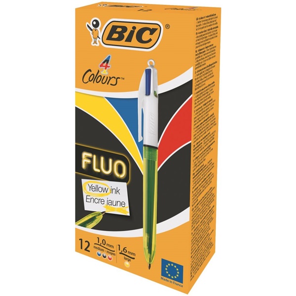 Click for a bigger picture.Bic 4 Colours Fluo Ballpoint Pen & Highlig