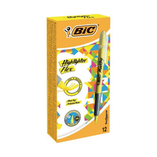 Click for a bigger picture.Bic Flex Highlighter Pen Chisel Tip 1.6-3.