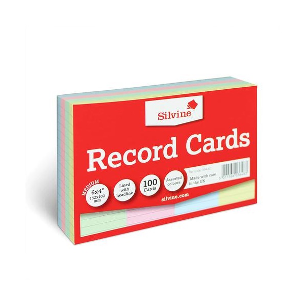 Click for a bigger picture.ValueX Record Cards Ruled 152x102mm Assort