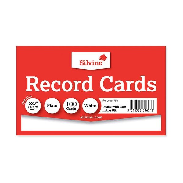 Click for a bigger picture.ValueX Record Cards Plain 127x76mm White (