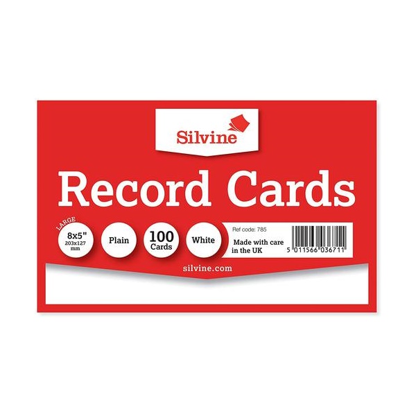 Click for a bigger picture.ValueX Record Cards Plain 203x127mm White