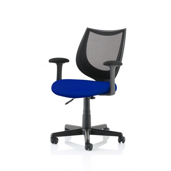 Click for a bigger picture.Camden Black Mesh Chair in Stevia Blue KCU