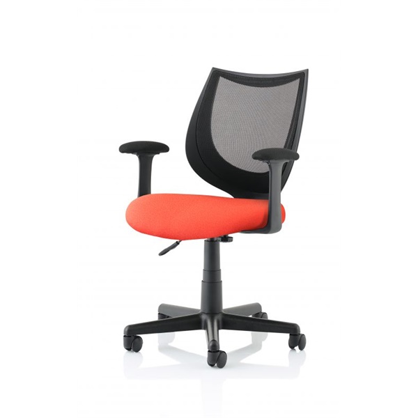 Click for a bigger picture.Camden Black Mesh Chair in Tabasco Orange