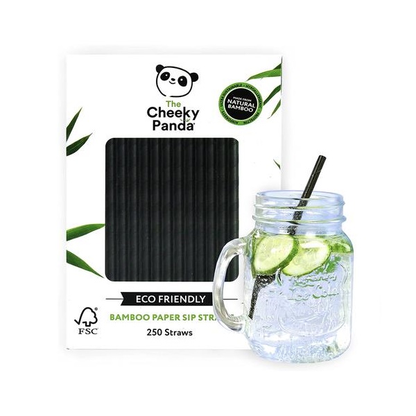 Click for a bigger picture.Cheeky Panda Bamboo Paper Straws Black (Pa