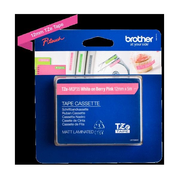 Click for a bigger picture.Brother White On Berry Pink Label Tape 12m