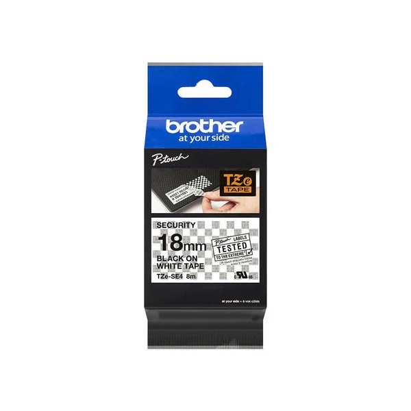 Click for a bigger picture.Brother Black On White Label Tape 18mm x 8