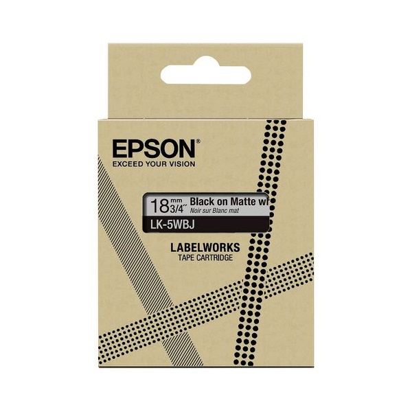 Click for a bigger picture.Epson LK-5WBJ Black on Matte White Tape Ca