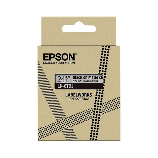 Click for a bigger picture.Epson LK-6TBJ Black on Matte Clear Tape Ca