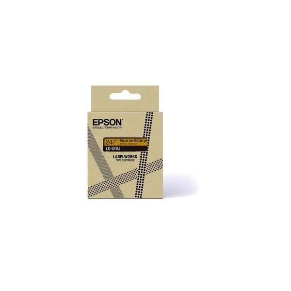 Click for a bigger picture.Epson LK-6YBJ Black on Matte Yellow Tape C