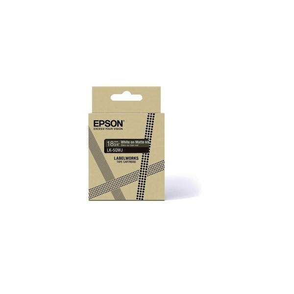 Click for a bigger picture.Epson LK-5QWJ White on Matte Khaki Tape Ca