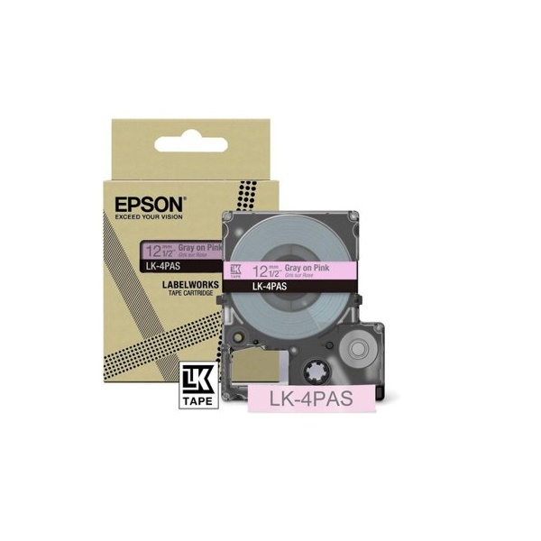 Click for a bigger picture.Epson LK-4PAS Gray on Soft Pink Tape Cartr