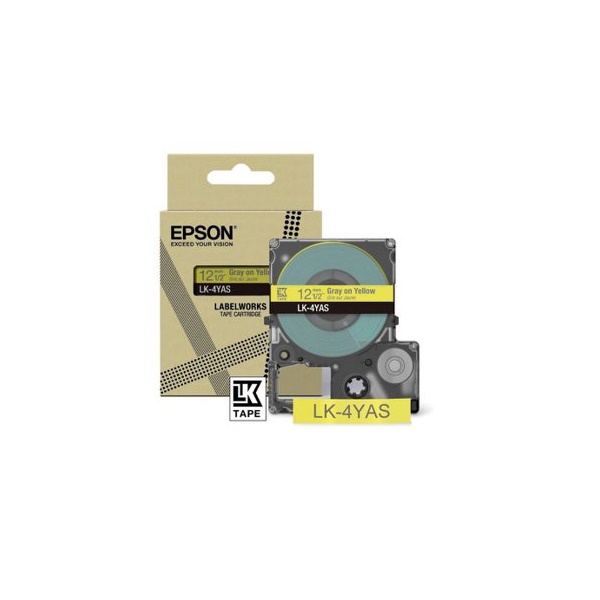 Click for a bigger picture.Epson LK-4YAS Gray on Soft Yellow Tape Car