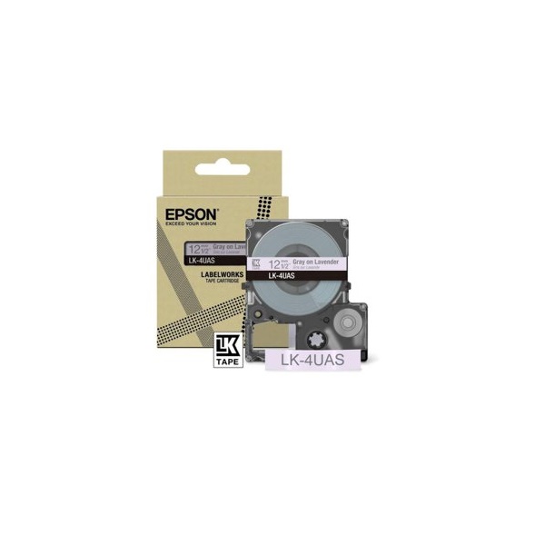 Click for a bigger picture.Epson LK-4UAS Gray on Soft Purple Tape Car