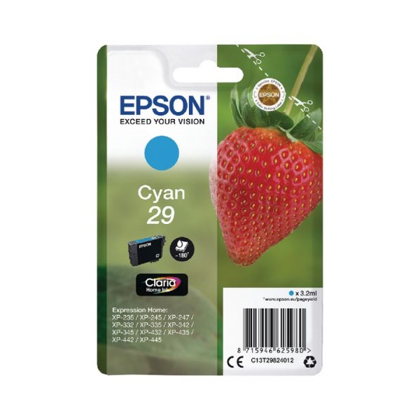 Click for a bigger picture.Epson 29 Strawberry Cyan Standard Capacity