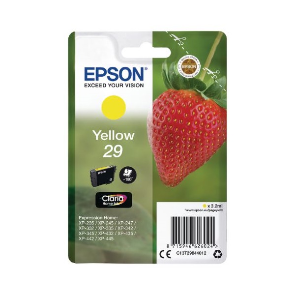 Click for a bigger picture.Epson 29 Strawberry Yellow Standard Capaci