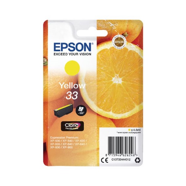 Click for a bigger picture.Epson 33 Oranges Yellow Standard Capacity