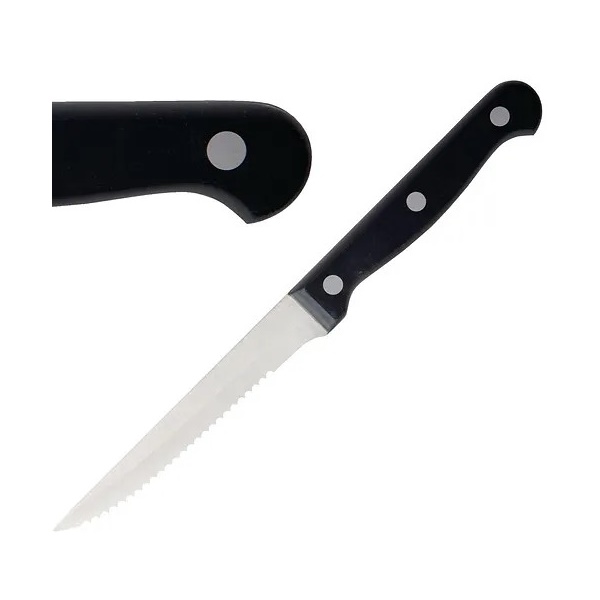 Click for a bigger picture.Olympia Serrated Steak Knives Black Handle