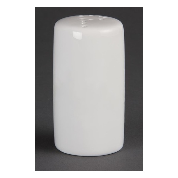 Click for a bigger picture.Olympia Whiteware Pepper Shaker 80mm x 12