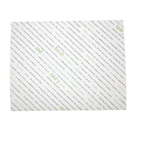 Click for a bigger picture.Greaseproof Paper Sheets Fresh & Tasty